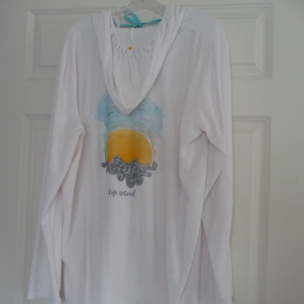 LIFE IS GOOD TERRY CLOTH HOODIE COVER-UP - NEW